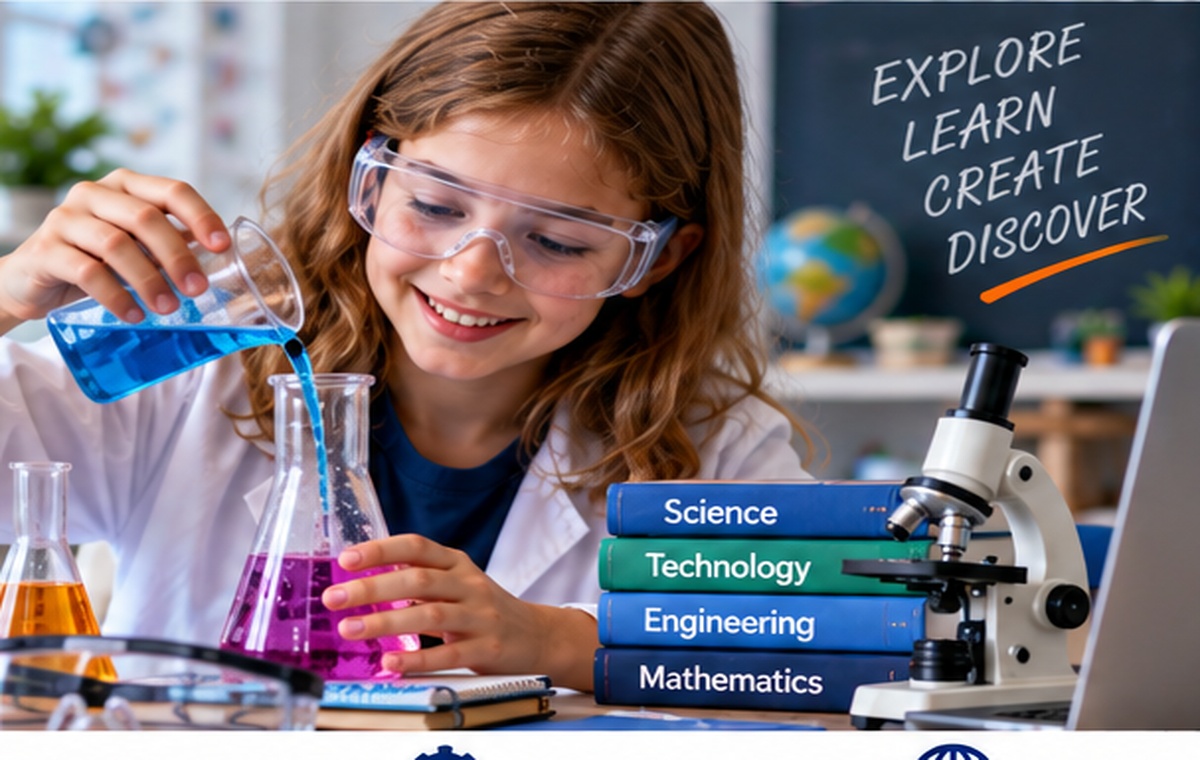 Student performing a colorful science experiment